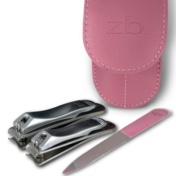 3-Piece Premium Nail Clipper Set | Pink Case – Zizzili Basics