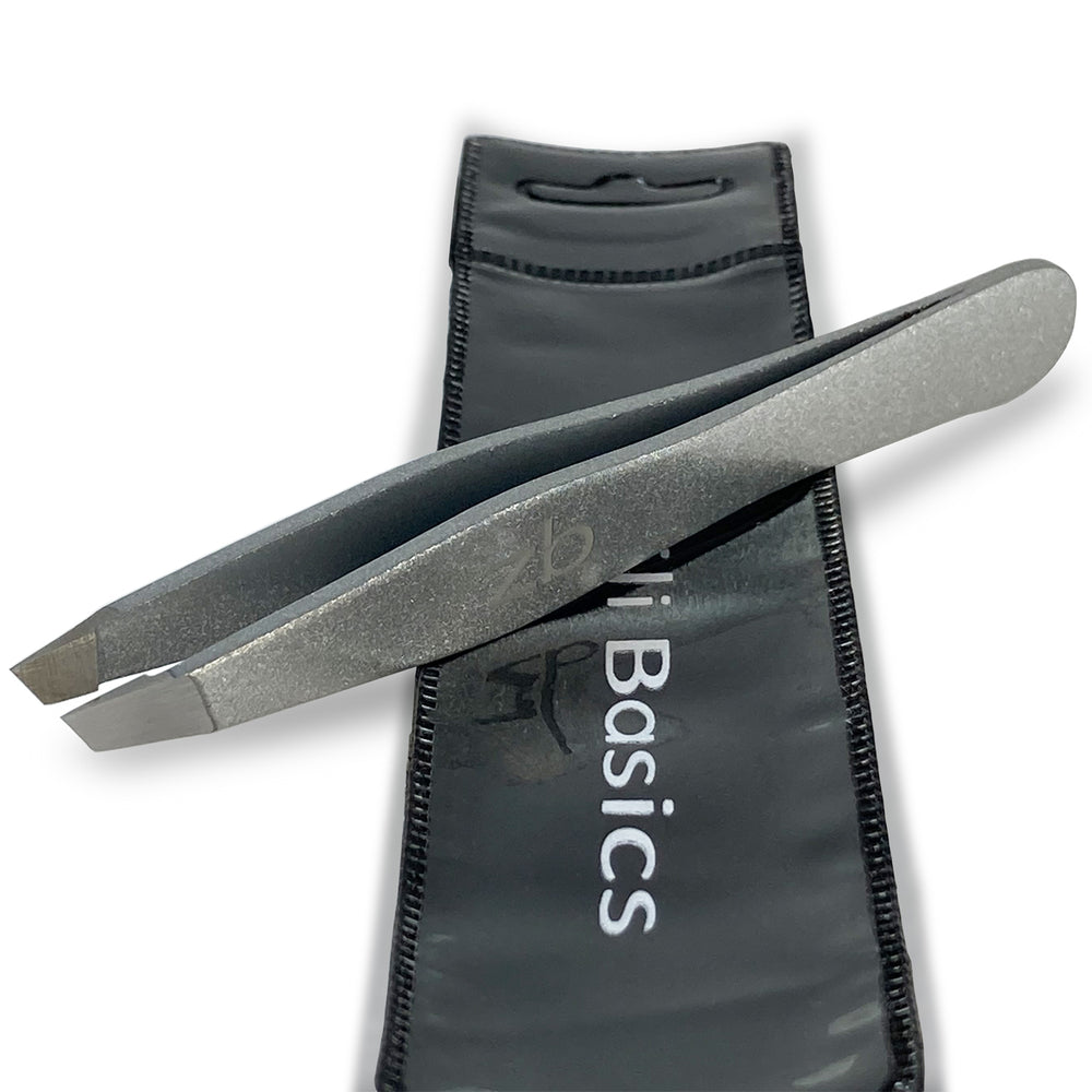 ZB surgical grade slant tweezers on black carry pouch
