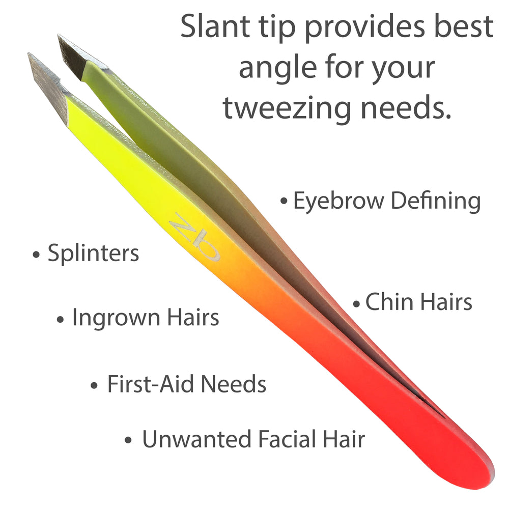 sherbet ombre tweezer, "slant tip provides best angle for your tweezing needs"