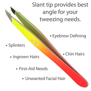 sherbet ombre tweezer, "slant tip provides best angle for your tweezing needs"