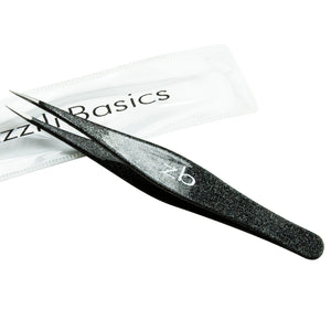 black pointed tweezer with carry pouch
