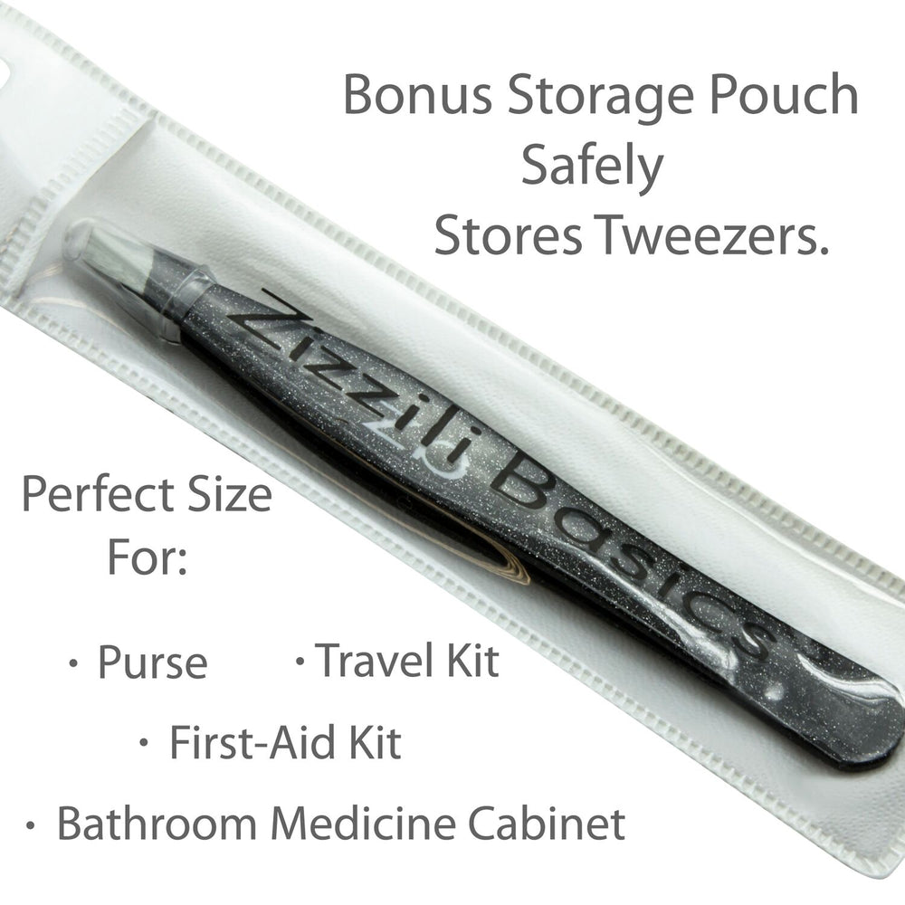 tweezer with tip guard inside carry pouch