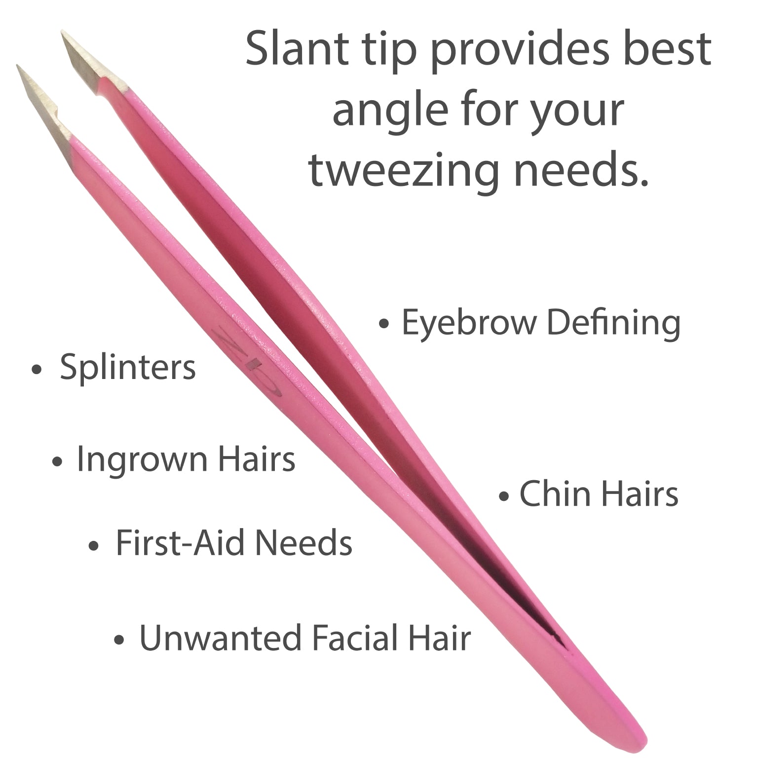 Surgical Grade Stainless Steel Slant Tweezers Bubblegum Pink